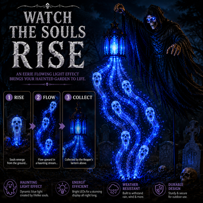 🎃 Turn Your Yard Into A Haunted Halloween Scene | Solar-Powered Animated Garden Lights with Glowing Ghost Effects | Witch, Reaper, Scarecrow & More