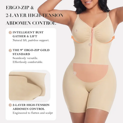 LOROLABS | Women Fajas Shapewear Seamless Bodysuit Double-Layer Tummy Control Zip-Up Body Shaper Waist Defining Silhouette